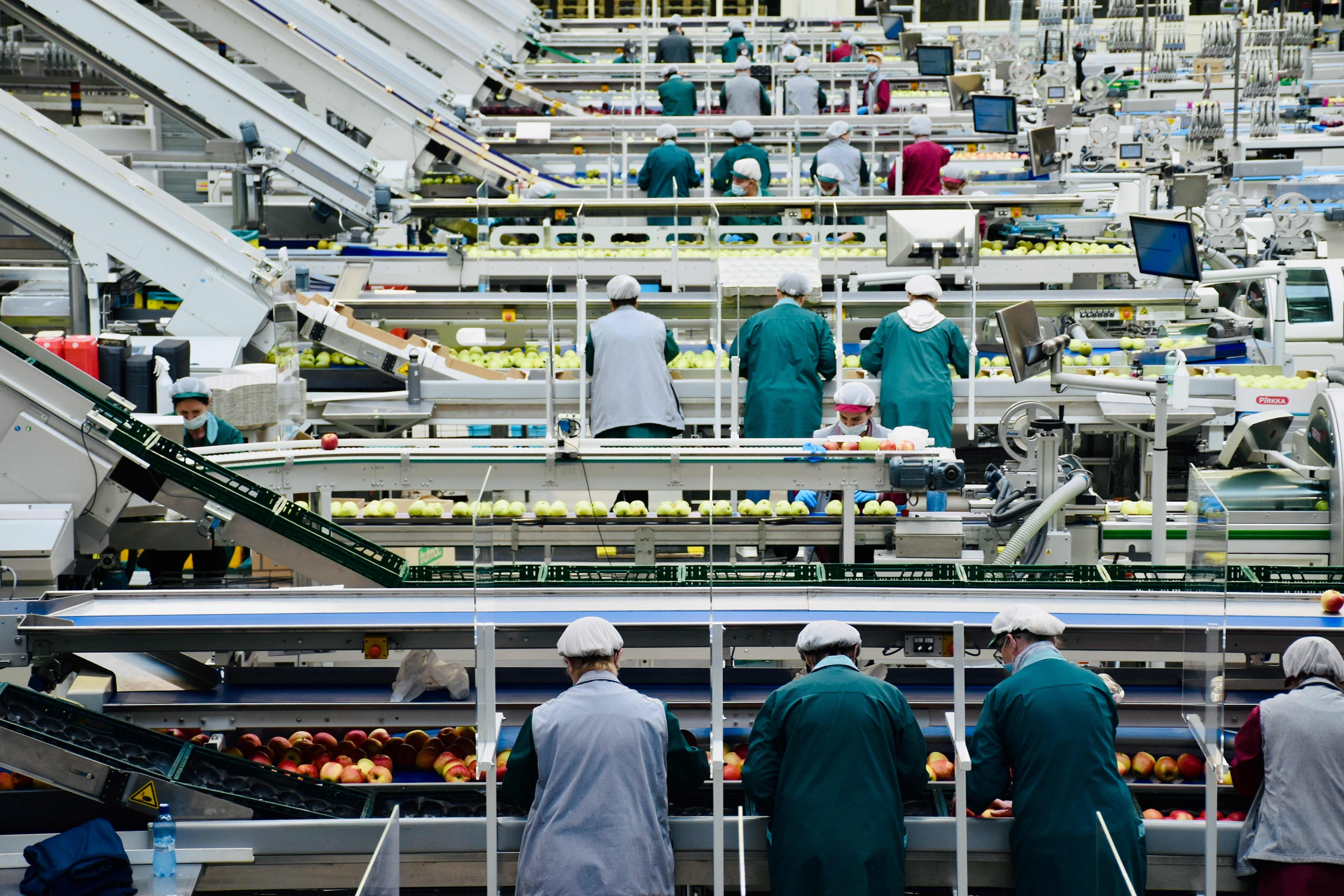 men working in textile factory